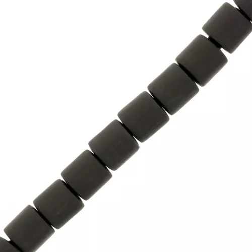 Perles tube style Heishi en pâte polymère 6x6.2 mm - Anthracite x39cm