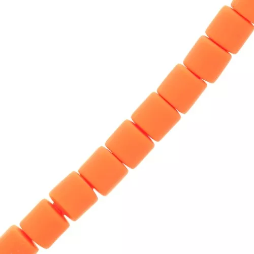 Perles tube style Heishi en pâte polymère 6x6.2 mm - Orange x39cm