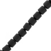 Perles tube style Heishi en pâte polymère 6x6.2 mm - Noir x39cm