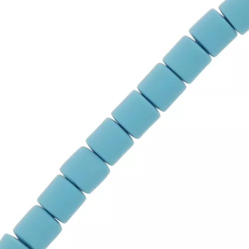 Perles tube style Heishi en pâte polymère 6x6.2 mm - Bleu ciel x39cm
