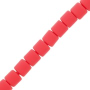 Perles tube style Heishi en pâte polymère 6x6.2 mm - Rouge x39cm