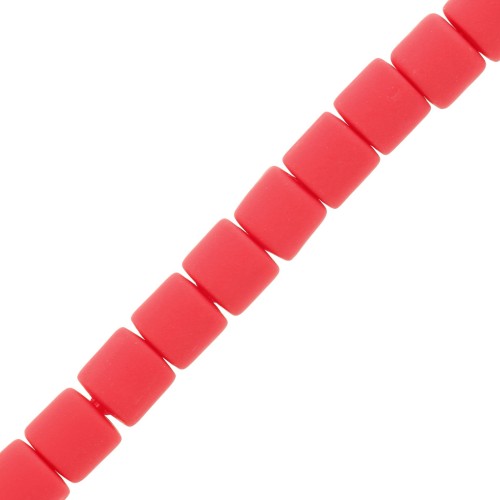 Perles tube style Heishi en pâte polymère 6x6.2 mm - Rouge x39cm