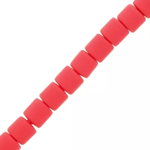 Perles tube style Heishi en pâte polymère 6x6.2 mm - Rouge x39cm