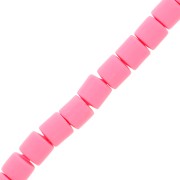 Perles tube style Heishi en pâte polymère 6x6.2 mm - Rose x39cm