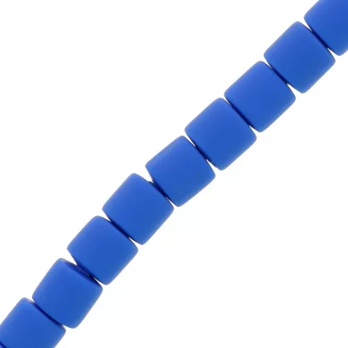 Perles tube style Heishi en pâte polymère 6x6.2 mm - Bleu royal x39cm