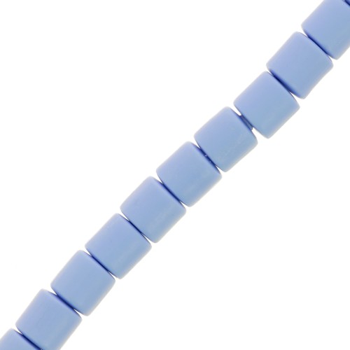 Perles tube style Heishi en pâte polymère 6x6.2 mm - Bleu clair x39cm