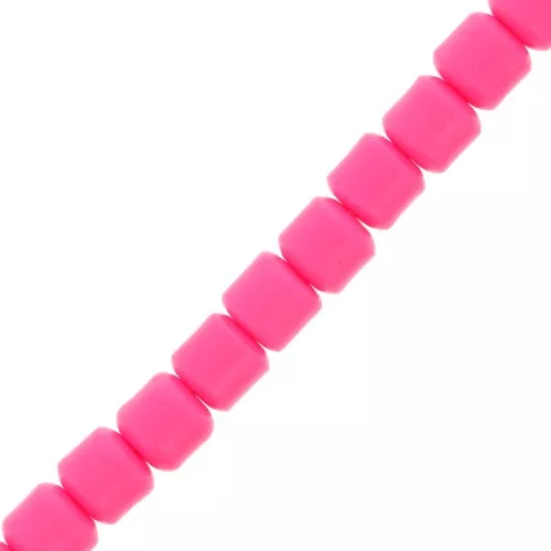 Perles tube style Heishi en pâte polymère 6x6.2 mm - Rose fluo x39cm