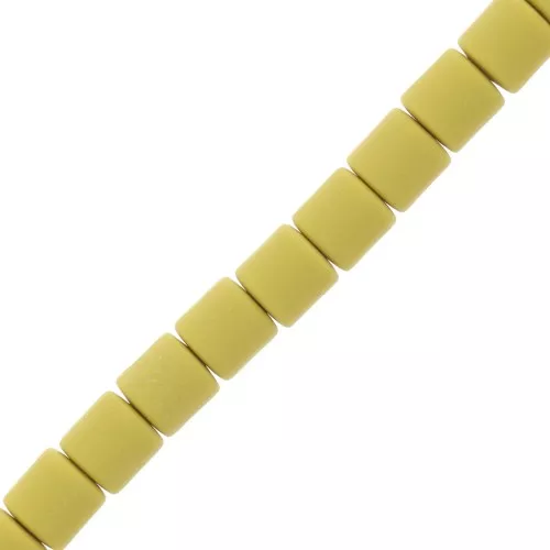 Perles tube style Heishi en pâte polymère 6x6.2 mm - Olive x39cm