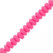 Perles Heishi rondelles  en pâte polymère 7x3 mm - Rose fluo x39cm