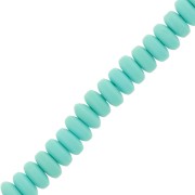 Perles Heishi rondelles  en pâte polymère 7x3 mm - Turquoise clair x39cm