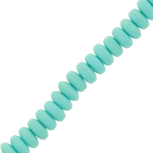 Perles Heishi rondelles  en pâte polymère 7x3 mm - Turquoise clair x39cm