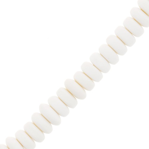 Perles Heishi rondelles  en pâte polymère 7x3 mm - Ecru x39cm