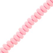 Perles Heishi rondelles  en pâte polymère 7x3 mm - Rose clair x39cm