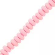 Perles Heishi rondelles  en pâte polymère 7x3 mm - Rose clair x39cm