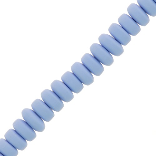 Perles Heishi rondelles  en pâte polymère 7x3 mm - Bleu clair x39cm