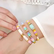 Perles Heishi rondelles  en pâte polymère 7x3 mm - Multicolore pastel x39cm