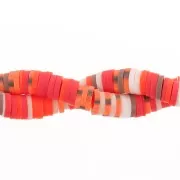 Perles Heishi rondelles  bicolore en pâte polymère 6x1mm - Multicolore x39cm