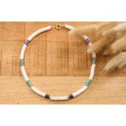 Perles Heishi rondelles  bicolore en pâte polymère 6x1mm - Multicolore x39cm