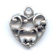 Breloque Coeur 20 mm Placage Argent fin vieilli x1|raw }}