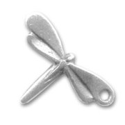 Breloque libellule 13 mm Placage Argent fin vieilli x1|raw }}