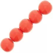Perles en résine opaque 6 mm - Rouge corail x10