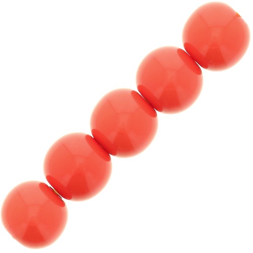 Perles en résine opaque 6 mm - Rouge corail x10