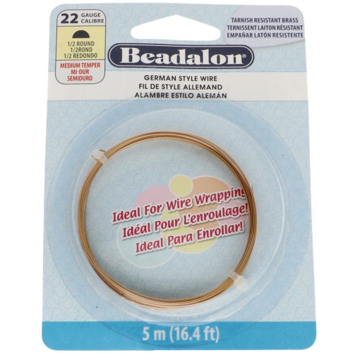Fil de laiton demi-rond 0.64 mm - German Style Wire - Anti-ternissement x5m