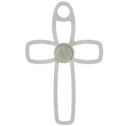 Pendentif croix évidé 30x19 mm pour cabochon fond plat 4 mm - Argent 925 x1