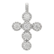 Breloque croix avec oxydes de Zirconium 11x7 mm - Crystal - Argent 925 x1