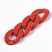 Maillon ovale torsadé en acrylique 30x21 mm - Rouge x1|raw }}