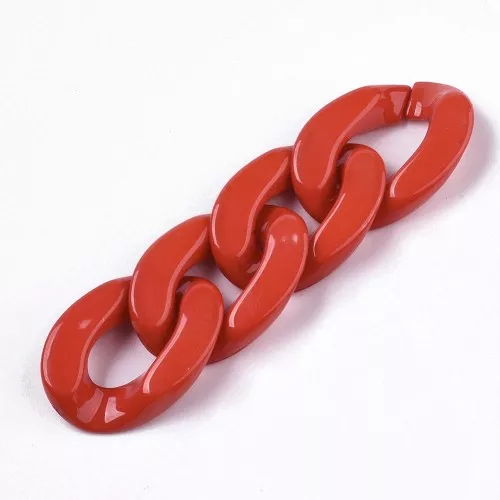 Maillon ovale torsadé en acrylique 30x21 mm - Rouge x1
