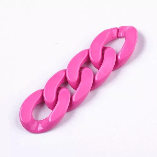 Maillon ovale torsadé en acrylique 30x21 mm - Fuchsia x1