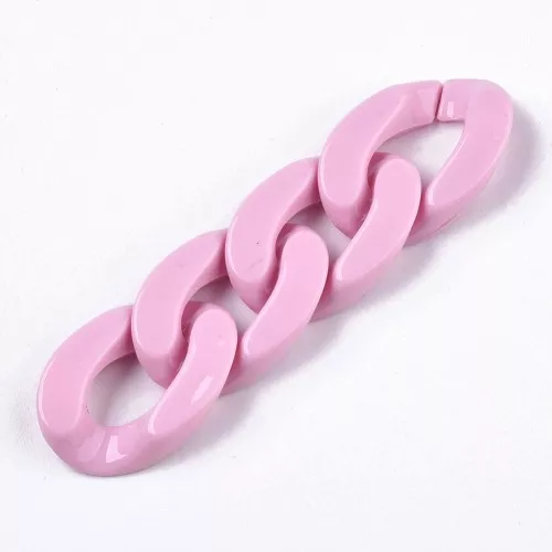 Maillon ovale torsadé en acrylique 30x21 mm - Rose clair x1