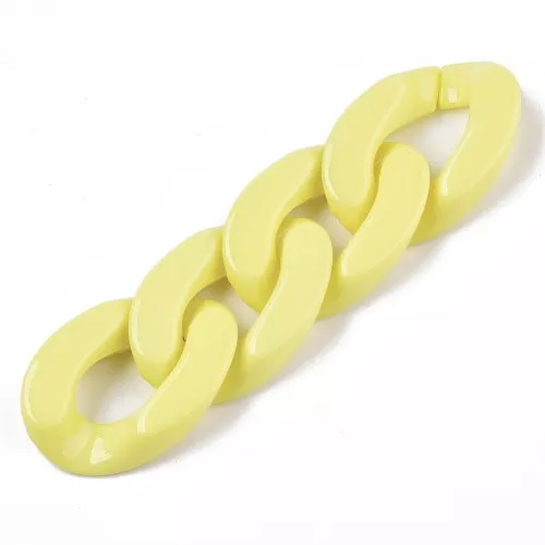 Maillon ovale torsadé en acrylique 30x21 mm - Jaune x1