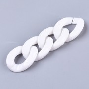 Maillon ovale torsadé en acrylique 30x21 mm - Blanc x1|raw }}