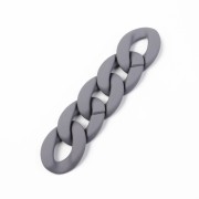 Maillon ovale torsadé en acrylique 40x29 mm - Opaque Gris foncé Mat x1