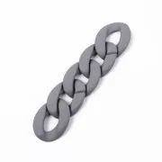 Maillon ovale torsadé en acrylique 40x29 mm - Opaque Gris foncé Mat x1