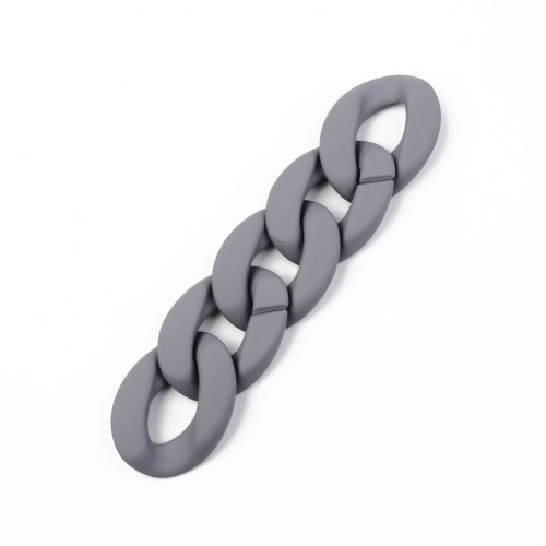 Maillon ovale torsadé en acrylique 40x29 mm - Opaque Gris foncé Mat x1