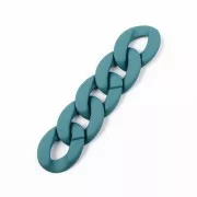 Maillon ovale torsadé en acrylique 40x29 mm - Opaque Bleu pétrole Mat x1