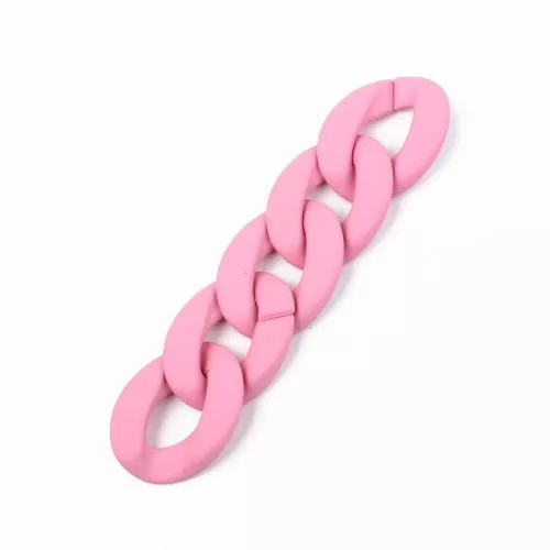 Maillon ovale torsadé en acrylique 40x29 mm - Opaque Rose Mat x1