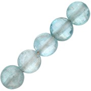 Perles plates facettées - palets 4 mm en pierre gemme - Apatite x10
