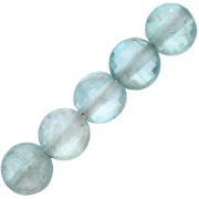 Perles plates facettées - palets 4 mm en pierre gemme - Apatite x10