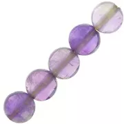 Perles plates facettées - palets 4 mm en pierre gemme - Amethyste x10