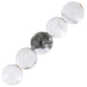 Perles plates facettées - palets 4 mm en pierre gemme - Howlite x10