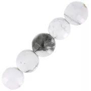 Perles plates facettées - palets 4 mm en pierre gemme - Howlite x10