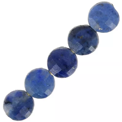 Perles plates facettées - palets 4 mm en pierre gemme - Sodalite x10