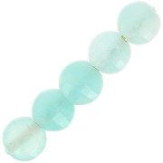 Perles plates facettées - palets 4 mm en pierre gemme - Amazonite x10
