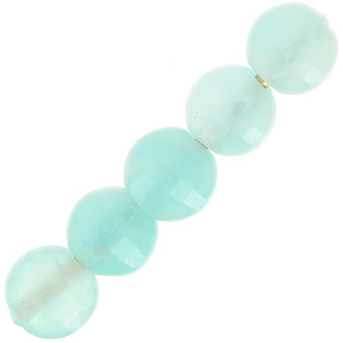 Perles plates facettées - palets 4 mm en pierre gemme - Amazonite x10