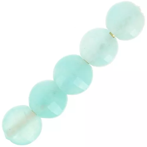 Perles plates facettées - palets 4 mm en pierre gemme - Amazonite x10