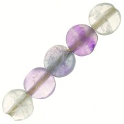 Perles plates facettées - palets 4 mm en pierre gemme - Fluorite x10